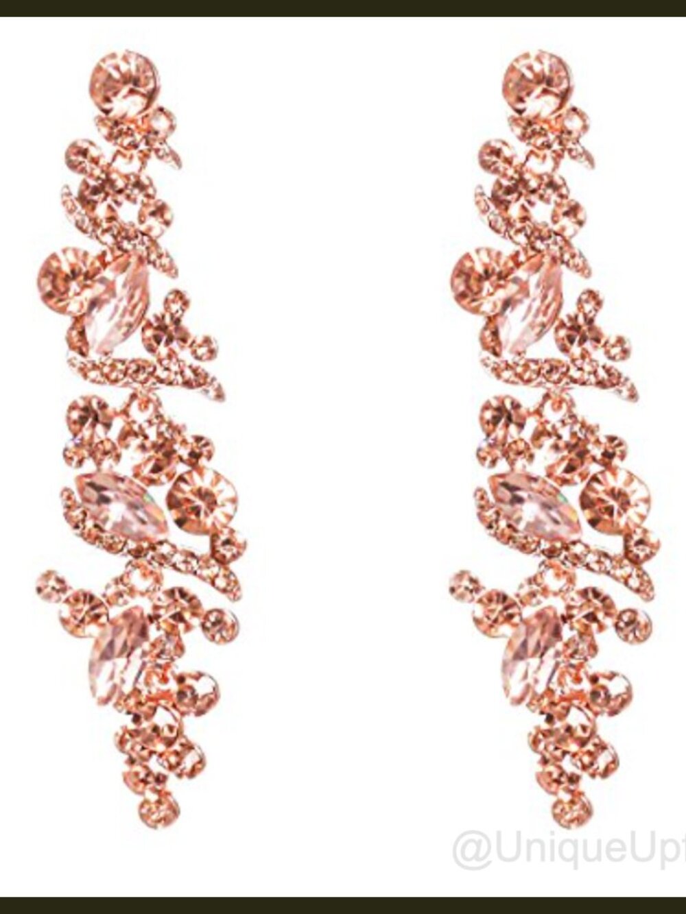 Women's Chandelier Earrings Rose Gold Plated Crystal Dangling Wedding Bridal
